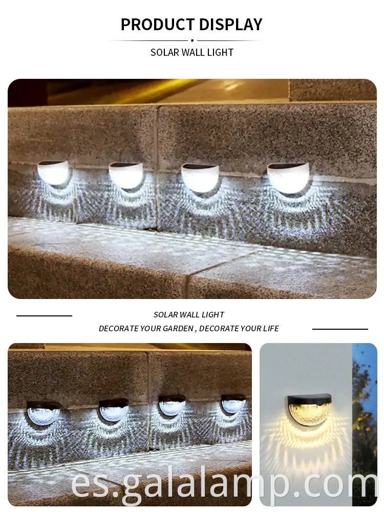 Luz de pared LED impermeable con energía solar para iluminación nocturna